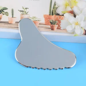 304 Stainless Steel Gua Sha Tool Dolphin Shape Teeth Edge Facial Massager Scraper Board for Skin Care
