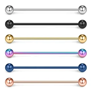 316L 14G Surgical Steel Frosted Industrial Barbell Earring