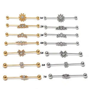 316L Stainless Steel Hypoallergenic Industrial Ear Barbell Piercing Rings Body Jewelry