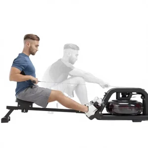 350 LB Weight Capacity Foldable Water Rowing Machine with Comfortable Seat Cushion and LCD Monitor for Home Use