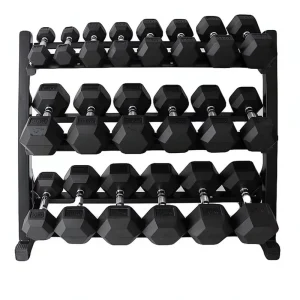 350 lb Rubber Hex Dumbbell Set with Rack for Home Gym Strength Training