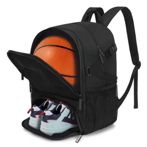 38L Basketball Sports Backpack with Shoe Compartment Waterproof Durable Lightweight Foldable and Ball Holder