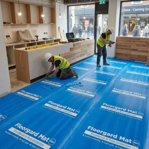 39 in X 100 ft Floor Protection Film Waterproof Anti-Slip Self-Adhesive Floor Cover for Construction Renovation