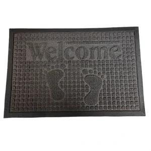 3D Embossed Front Door Mat Rubber Non-Slip Dirt-Resistant Outdoor Entrance Doormat