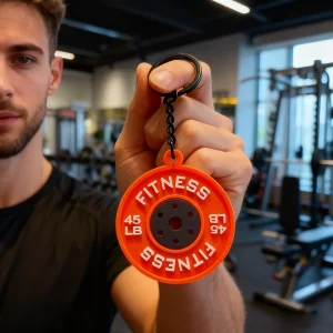 3D Mini Fitness Rubber Keychain Weight Plate Dumbbell Barbell Kettlebell