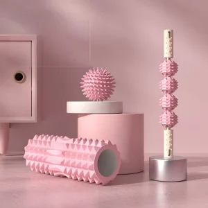 3pcs EVA Grid Hollow Foam Roller Set 33cm Muscle Massager Stick Spiky Reflexology Massage Ball Kit Medium Firmness