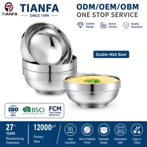 4 Pack 24 Oz Stainless Steel Double-Walled Insulated Nesting Bowls for Soup, Ice Cream, Rice, and Cereal
