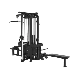 4-Person 4-Station Commercial Home Gym Cable Machine with 50x100x2.5t Rectangular Tube Frame and 80kg Load Capacity