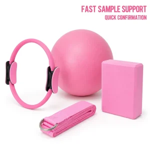 4 Piece Fitness Training Set Magic Circle 25cm Soft Pilates Ball EVA Yoga Block D Ring Yoga Strap