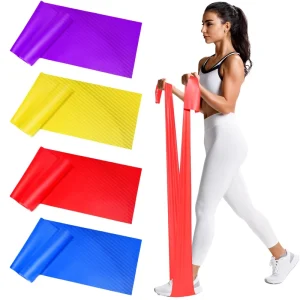 4 Piece TPE Elastic Exercise Band with 4 Levels of Resistance Portable Fitness Yoga Pilates