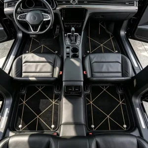 4-Piece Universal Thick Geometric Non-Slip Carpet Car Mats for Sedans and SUVs