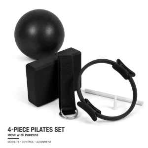 4-Piece Yoga Fitness Equipment Set, Pilates Ring, Mini PVC Ball, EVA Block, D-Ring Stretching Strap, Factory