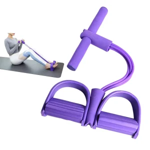 4 TPE Toning Tubes for Fitness Elastic Exercise Bands with Pedal Resistance for Home Yoga Workout