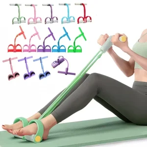 4-Tube Pedal Ankle Puller Elastic Yoga Stretch Band Exercise Equipment for Sit-ups Abdomen Waist Arms and Legs