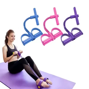 4-Tube Pedal Resistance Band with Elastic Yoga Rope