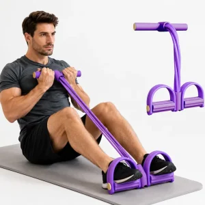 4-Tube Pedal Resistance Bands with Handles and Foot Holders for Women