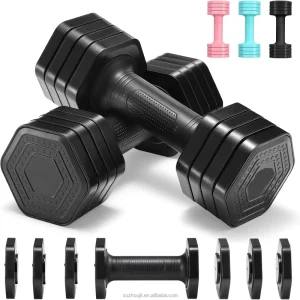 4-in-1 Adjustable Dumbbell Set, 2 Hand Weights, 5kg/10kg/15kg, Non-Slip, Home Use