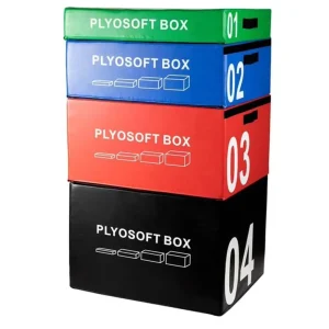 4-in-1 Plyometric Jump Box Set with Anti-Slip PVC and Stackable EPE Foam
