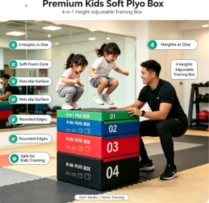 4-in-1 Soft Plyometric Jump Box, PVC, Anti-Slip, Wear-Resistant, High Rebound EPE Pearl Cotton