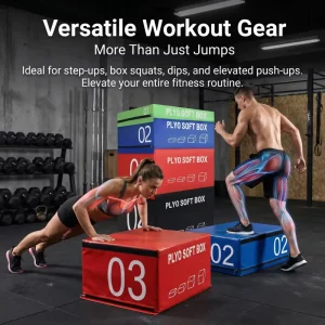 4-in-1 Stackable Adjustable-Height Foam Plyometric Jump Box Set
