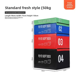 4-in-1 Stackable PVC Soft Foam Plyometric Jump Box, Non-Slip, Adjustable Height, Eco-Friendly