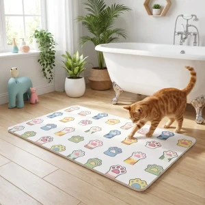 40x60cm Polyester Animal Print Cushioned Washable Bathroom Door Mat Rug