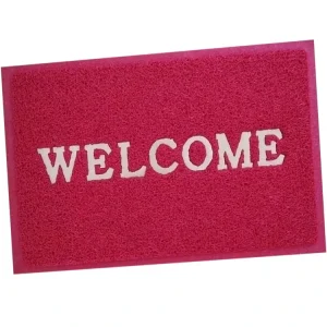 40x60cm Red PVC Coil Embossed Anti-Slip Cushion Doormat with Custom Printed Pattern