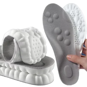 4D Cloud Technology Sports Insoles, Soft Breathable PU Running Insoles with Shock Absorption