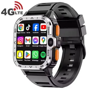 4G Smart Watch with IPS Display, 2.03-Inch Square Screen, Dual Camera, Fitness Tracker, Payment and Video Call