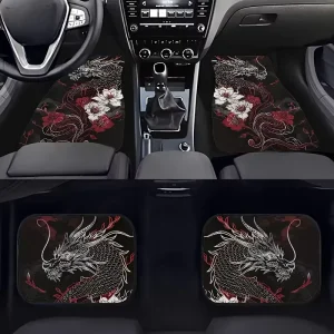 4PCS Dragon Carpet Floor Mats for Car and SUV, Non-Slip, Easy-Clean, All-Season, Universal