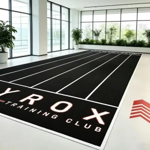 4m Wide Sports Flooring Artificial Gym Grass and Turf with White Line Track