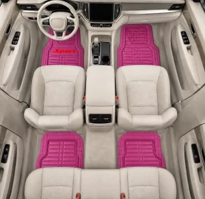 4pcs Girl Women Pink, All-Weather Heavy Duty Rubber Floor Mats Set for Car SUV Truck Van,Made of Durable, Long Lasting, Flexible