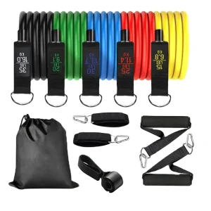 5-Level Heavy-Duty Adjustable 11-Piece Latex Resistance Band Tube Set