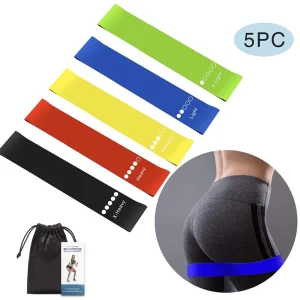5-Level Non-Slip Latex Resistance Loop Band Set with Carry Bag for Hip Training, Exercise, Fitness, and Yoga