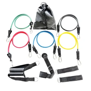 5 Level Resistance Band Elastic Exercise Band with Eyelet Carabiner for Workout