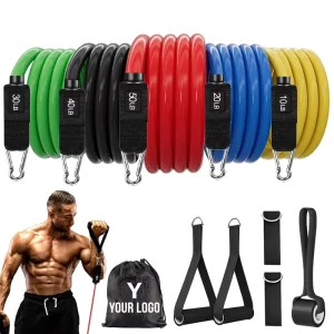 5 Level Resistance Bands with Handles for Workout Natural Latex