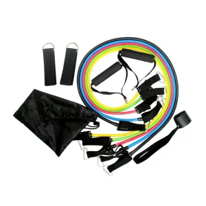 5 Levels 11pcs Set Bodybuilding Training Elastic Fitness Exercise Bands Pull Rope Resistance Bands Handles Home Use Latex