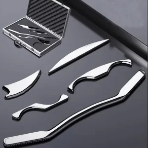5-Piece 6mm IASTM Stainless Steel Therapy Tools, Deep Tissue Massage Knife and Gua Sha Fascia Scraping Tool