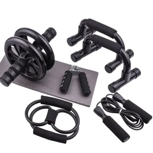 5-Piece Ab Roller Wheel Set with Jump Rope and Hand Grip