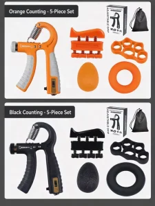 5-Piece Adjustable Resistance Grip Strengthener Set with Silicone Balls for Adults and Children