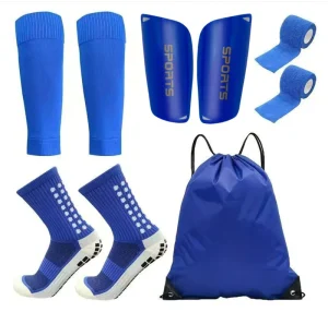 5-Piece Football Protective Gear Set with Shin Pads, Grip Soccer Socks, Sleeves, Shin Guards, and Kinesiology Tape