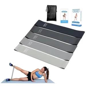 5-Piece Grey Gradient Pilates Resistance Ring and Elastic Band Set