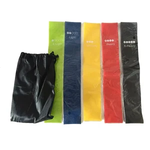 5-Piece Latex Mini Loop Hip Ring Resistance Band Set for Yoga, Strength, and Fitness Exercise