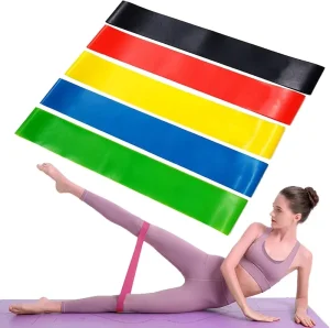 5-Piece Latex Mini Loop Resistance Bands Set, 5 Resistance Levels, 5-45 lb