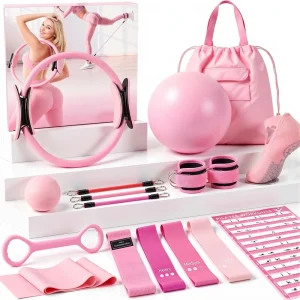 5-Piece Pilates Ball and Ring Set with Fabric Resistance Bands and Ankle Wrist Weights