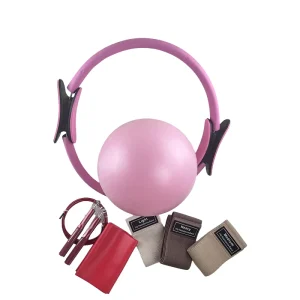 5-Piece Pilates Circle, Yoga Wheel, Wheatball Ring and Tension Band Set, 25cm, ABS+TPE