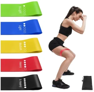 5-Piece Portable Rubber Resistance Loop Exercise Bands for Yoga, Gym, and Pilates