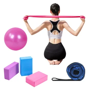 5-Piece Portable Yoga Accessories Kit with Ball, Towel, Block, Elastic Band and Straps