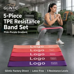 5-Piece TPE Resistance Band Set, Purple Gradient, Loop Bands for Squats, Glute Exercise, Yoga and Pilates