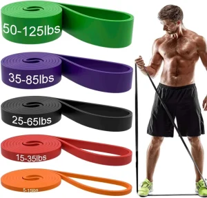 5-Piece TPE/Rubber Heavy-Duty Resistance Band Set for Workout, Stretching, and Pull-Up Assistance